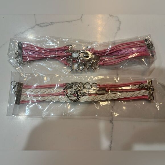 Bundle of Woven Braided Bracelets with Charms - Picture 5 of 7